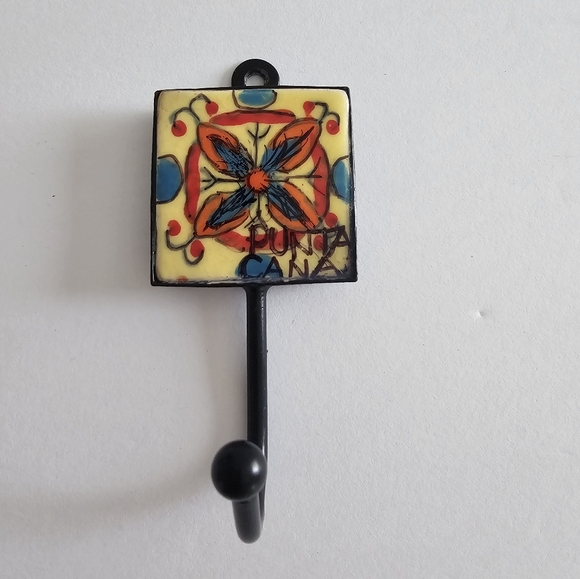 Punta Cana Colorful Ceramic Wall Hook - Picture 1 of 3